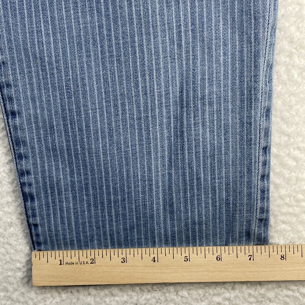 Chicos Jeans Womens (3.0) US 16 Blue Striped Girlfriend Crop High Rise 38x25 - Picture 8 of 13